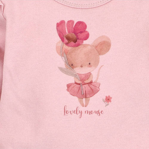 ABN-5541 Blusa para bebé Nini Happy Animals de algodón orgánico - costura sin níquel, ecológica, producción polaca