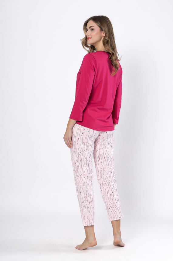 Leveza 1620 Ula pijama de mujer - algodón, 7/8 pantalón, rojo