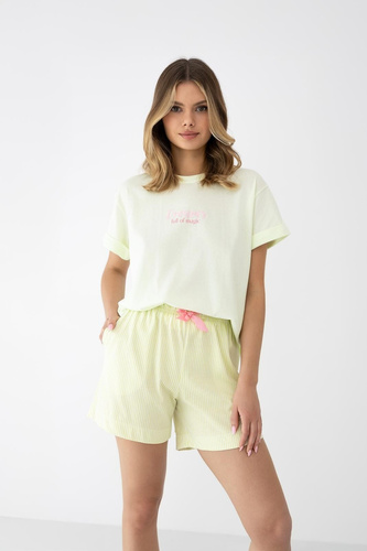 Pijama mujer Sensis Savanna verde lima algodón camiseta y short
