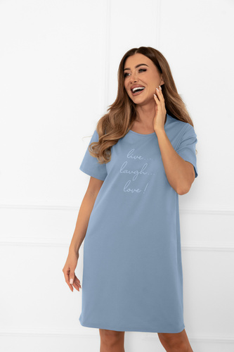 Camisón de señora Ksara - manga corta, algodón Moda Italiana - acero