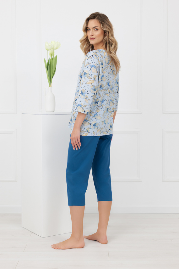 Pijamas de las señoras Celozja Moda italiana 100% algodón 3/4 manga 3/4 pantalones