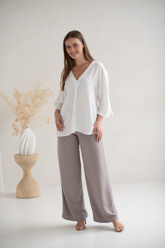 Mamafullness Blusa de lactancia Milk&Love blanca - viscosa, manga 3/4, oversize