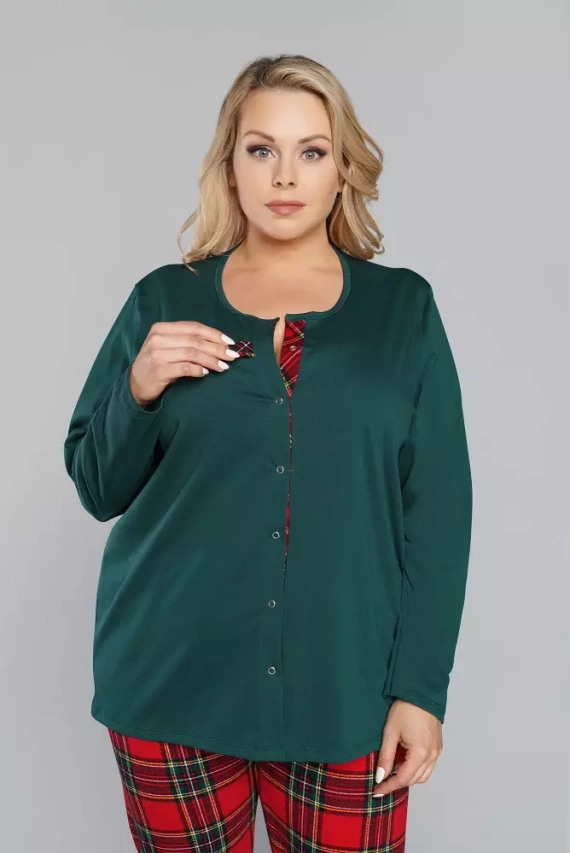 Pijama de mujer Zorza manga larga, pantalón Moda Italiana - rojo/estampado