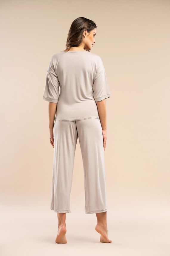 Pijama de mujer MK34 Only You beige Belle Reverie - viscosa, manga corta, ligero y sensual