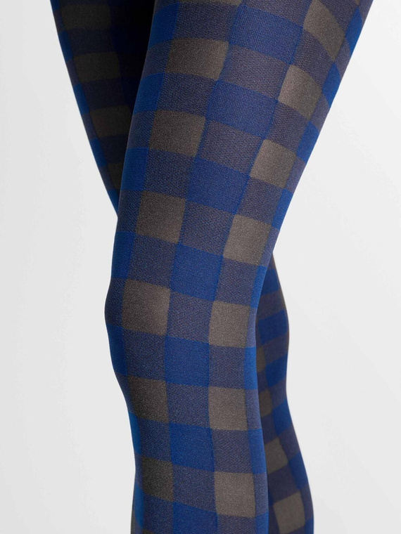 Fiore G6139 Indigo Medias de mujer azules 40 DEN con estampado a cuadros
