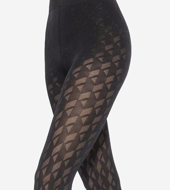 Loretta 155 Gatta medias de mujer - estampado geométrico, 50 den, mate - nero