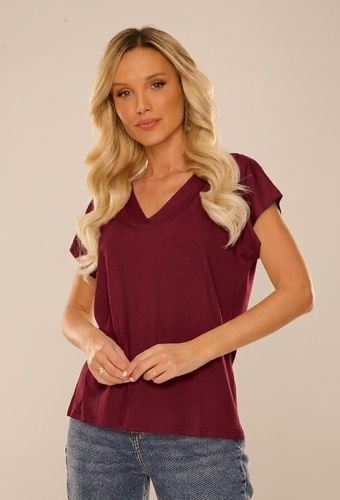 774 Vendy Blusa señora De Lafense - viscosa, manga corta - mocca