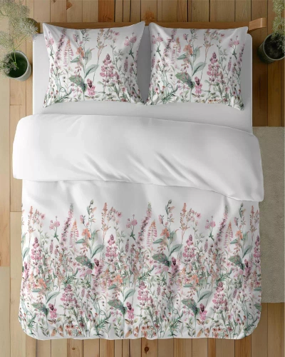 5485 A Detexpol Satin Stories ropa de cama blanco-rosa | 100% algodón, tejido de satén, cremallera, papel de regalo