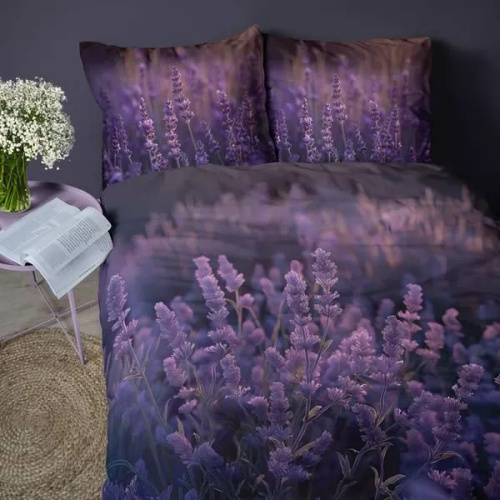 5317 A Ropa de cama de microfibra 3D con motivo de lavanda al atardecer - Detexpol