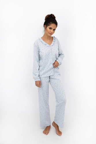 Lucille II Sensis pijama de mujer tórtola - pijama de algodón con volantes y botones
