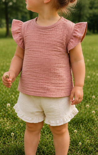 Mamatti BL50110 blusa de muselina para niña ligera algodón verano