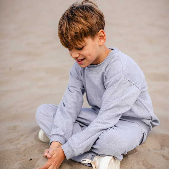 Simply Comfy Sudadera para niño Eevi - oversize, 100% algodón, gris