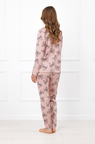 Italian Fashion Izabell pijama larga de algodón para mujer con botones y lazos