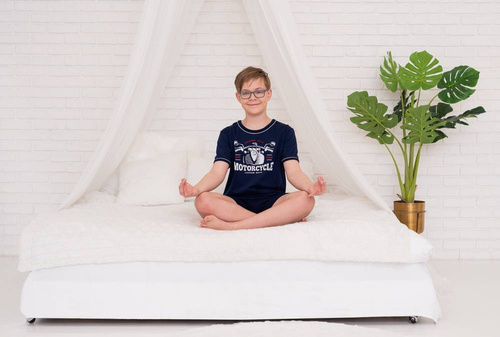 Gibson Pijama de manga corta para niño, pantalón Italian Fashion - azul marino