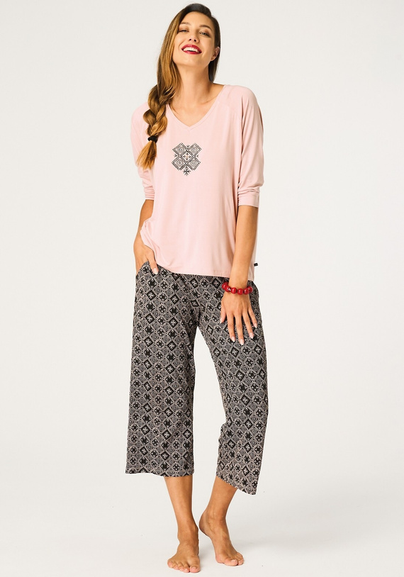 Key LNS 731 Pijama mujer albaricoque viscosa 3/4