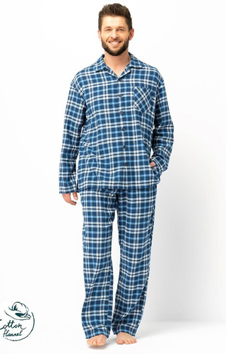 MNS 492 Key jeans pijama de hombre - franela a cuadros, algodón