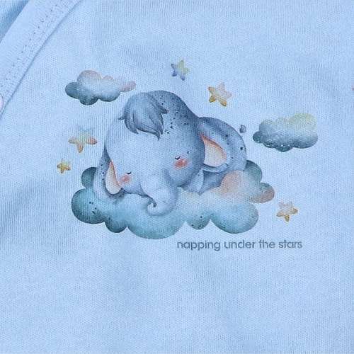 ABN-5603 Nini Little Dreamers body envolvente de algodón orgánico para bebés azul - cierres sin níquel, 100% de seguridad