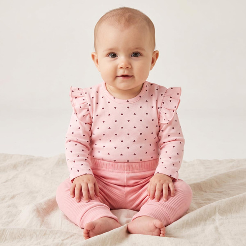 Body para bebé Nicol Tosia 225097 100% algodón rosa con volantes