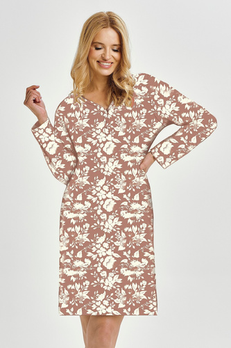 Grace 3480 Camisón Taro marrón- algodón, manga larga, comodidad y estilo femenino