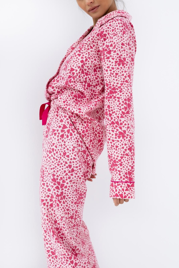 Giuliana Pijama de señora Sensis rosa - algodón, franela, estampado corazón