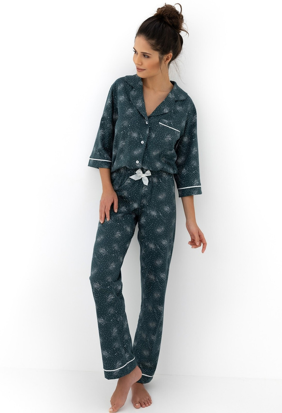 Pijama Sydney Sensis verde - elegante pijama abotonado de algodón para mujer