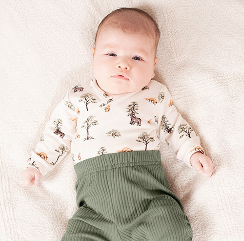 218094 Body bebé Oso Yogui Nicol - algodón, manga larga, estampado bosque