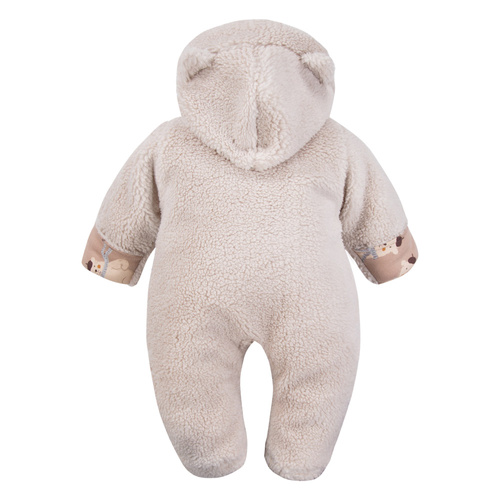 Mono para bebé Beary Cool Eevi - piel de cordero, beige, con orejas y cremallera