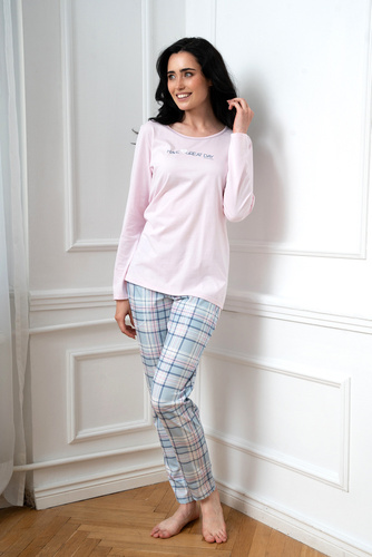 Pijama de manga larga y pantalón largo Glamour Ladies Italian Fashion - rosa/estampado
