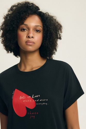 Camisón de señora 44490 Emela melocotón Henderson, 100% algodón, manga corta, medio escote redondo