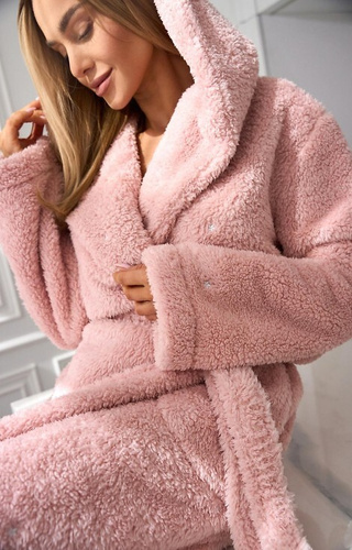 2559 Liv L&L albornoz de mujer con capucha rosa empolvado - corto y cómodo