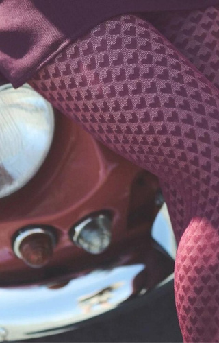 1233 Cherie Leotardos Gabriella 60 den burdeos - motivo corazón, 3D