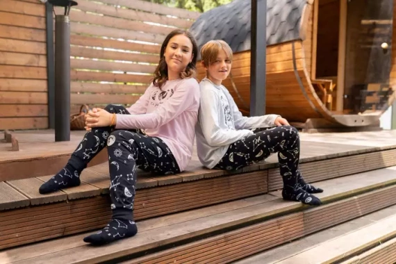 Umbra Pijama de niña, manga larga y pantalón Italian Fashion- salmón/estampado