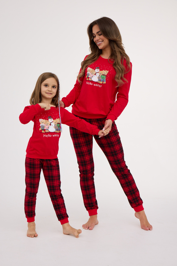 594/185 592/185 Pijama de invierno Cornette para niña - Navidad, rojo, algodón