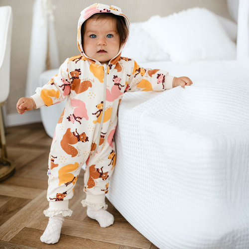 Chándal Fluffy Tails Eevi para niño - crudo, con capucha y estampado otoñal