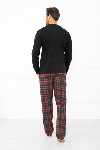 Rusoli pijama de los hombres Moda italiana melange oscuro - algodón a cuadros, largo, cómodo