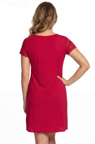 Camisón Elena Donna viscosa encaje elegante suave escote en V wineberry