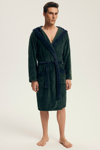 Henderson albornoz para hombre 43377 Natch verde- capucha, punto cálido, comodidad y elegancia