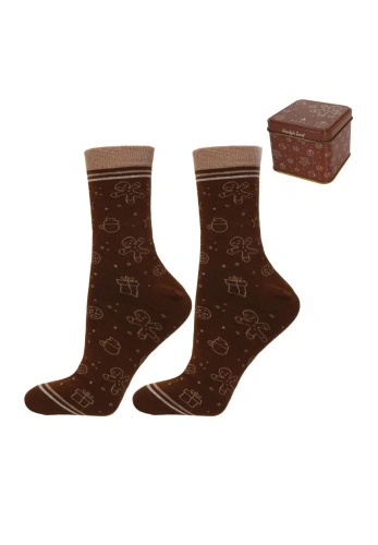 Calcetines de mujer Moraj CSL250-962 navideños con estampado de jengibre en lata para regalo