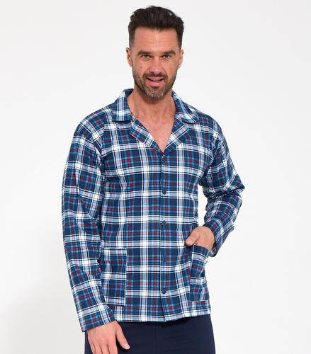 Pijama para hombre Cornette 114/86 abotonada 100% algodón a cuadros