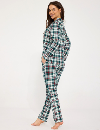 Cornette Francesca 482/490 Pijama de mujer 100% algodón con botones verde