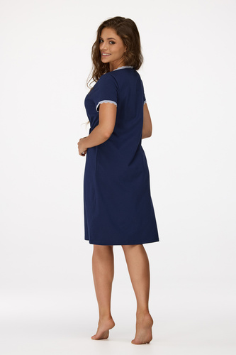 no. 36 Camisón de embarazo Senizo azul marino - 100% algodón, encaje, manga corta, para la lactancia materna