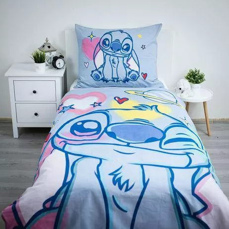 Ropa de cama de algodón 140x200 Lilo and Stitch azul 70x90 Jerry Fabrics