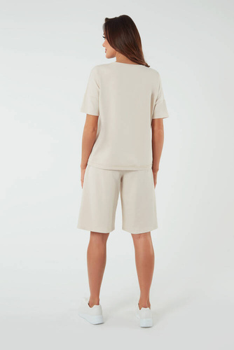 Madri Blusa con mangas cortas Moda Italiana - beige