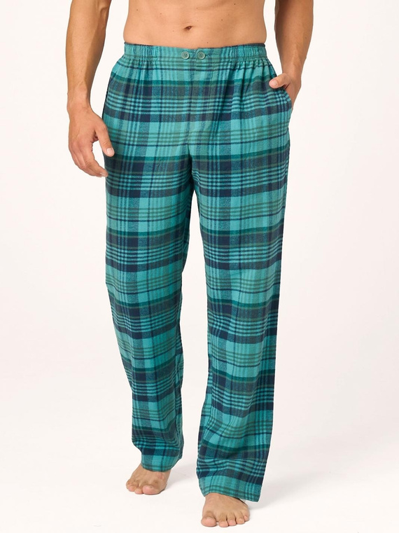 Pantalones de pijama para hombre Key MHT 048 verdes de franela 100% algodón