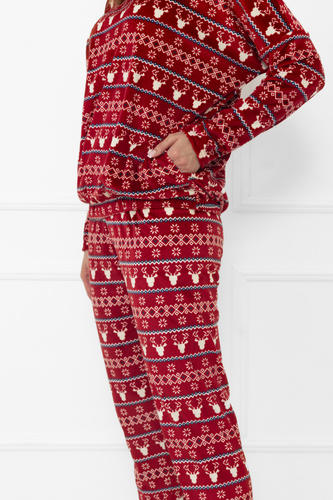 Conjunto de señora Navara - conjunto de forro polar con motivos navideños y renos Italian Fashion - burdeos