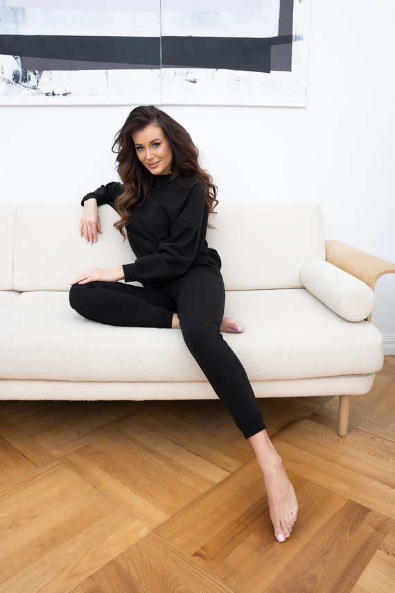 Parma Ladies conjunto manga larga, pantalón Italian Fashion - negro