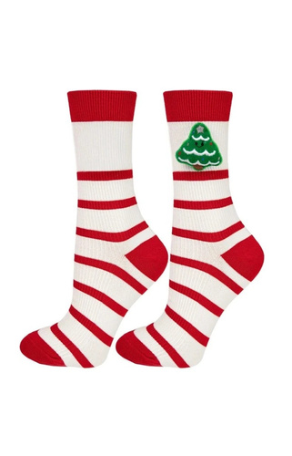 Calcetines festivos de algodón acanalado para mujer Moraj CDC700-036 con aplicación en 3D