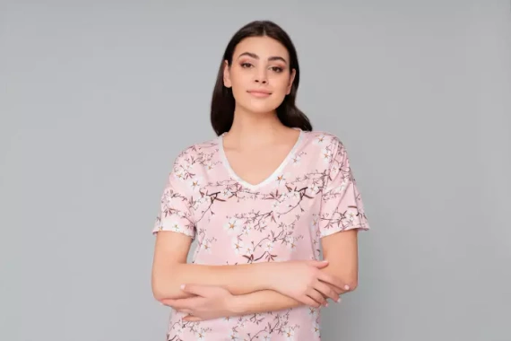 Alwa camisón manga corta Moda Italiana - estampado rosa