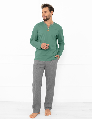 Julius Italian Fashion pijama de hombre salvia - algodón, camisa con botones