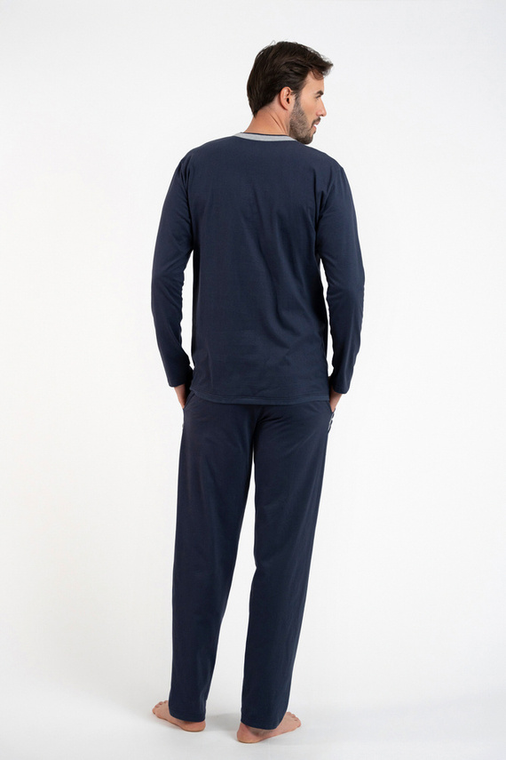 Zbyszek Pijama Hombre manga larga, pantalón largo Talian Fashion - azul marino
